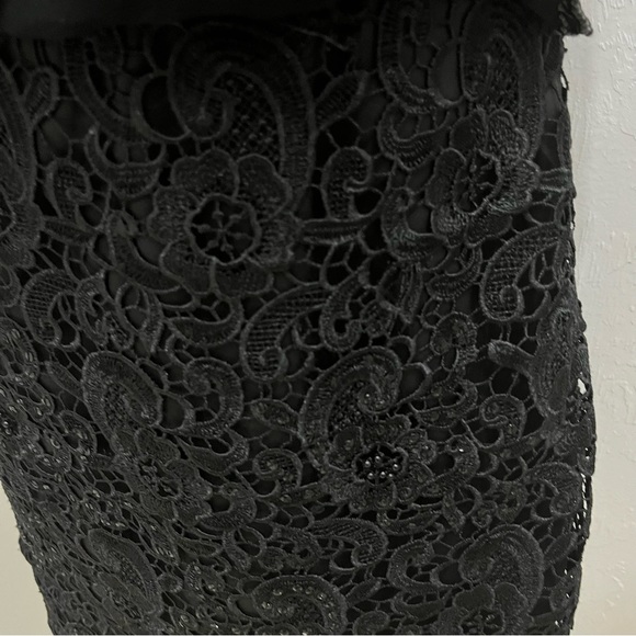 Aidan Mattox LBD Black Evening Cocktail Sequin Skirt Dress Size 6 - Picture 6 of 10